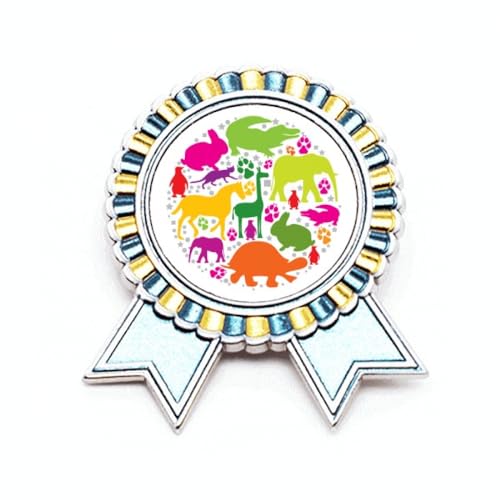 Broche animaux colorés en métal taille M, le cadeau idéal sous forme de médaille ronde