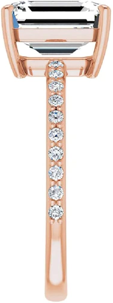 Miniatura 6 de Anillos de compromiso hechos a mano de oro rosa sólido de 10 quilates con diamante de moissanita de 3 quilates juego de anillos solitarios de boda y