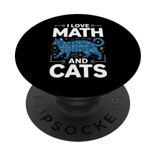 I Love Math And Cats Funny Teacher Student Kitten Nerd Style PopSockets PopGrip Adesivo