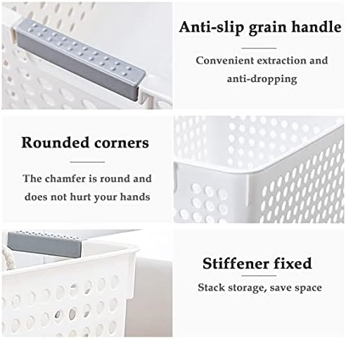 OVAKIA Plastic storage Boxes 3 Pack Storage Basket Home Organizer with Handles Shelf Baskets Cupboard Desktop Multi-Purpose Storage Boxes for Kitchen Bathroom office and Cabinet (Small)
