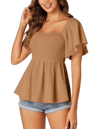 Image of LYANER Women's Square Neck Cute Peplum Top