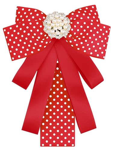 Image of Ribbon Polka Dots Bow Ties Cute Bowties for Women, Clip Fashion Collar Decoration
