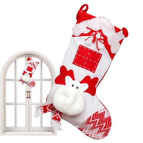 クリスマス用のストッキング | ホームデコレーション キャンディ バッグ | クリスマスエルクストッキング飾り - 暖炉マントル・階段・木・家・農家・庭・ヤード・ポーチ用