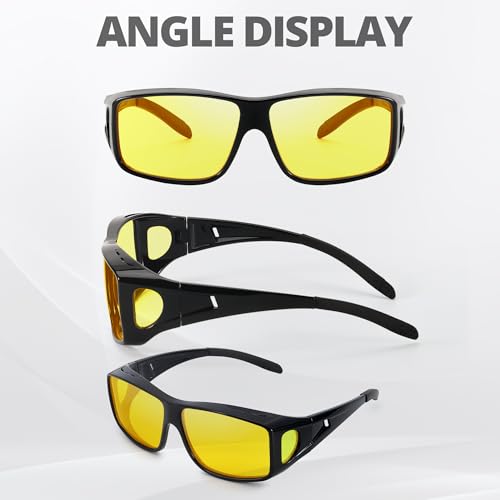 Trysee Night Vision Driving Fit Over Glasses for Men Women Polarized Anti Glare Yellow Lenses TS03122
