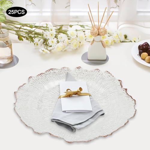 Platos Decorativos Transparentes 12.6 in Borde Oro Rosa, Pack 25 miniatura 6