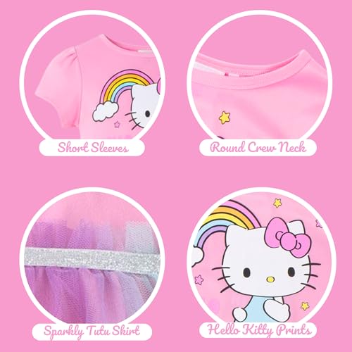 Robe pour filles Hello Kitty à manches courtes avec jupe tutu multicolore - 6