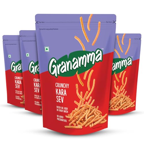 Granamma Crunchy Kara Sev| Pack of 4, 500g| Traditional South Indian Snacks| Ready-To-Eat Snack| Fresh Oil Used in every Batch| No Added Preservative (125g x 4) (B0CR19H5NF) Amazon Price History, Amazon Price Tracker