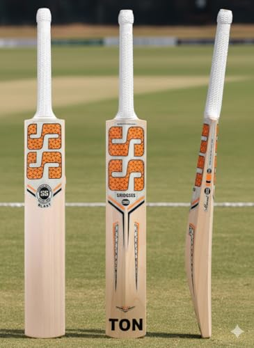 Image of Cricket Bat, Professional Grade Willow, Red and Black Design, Size 06 (Orange)