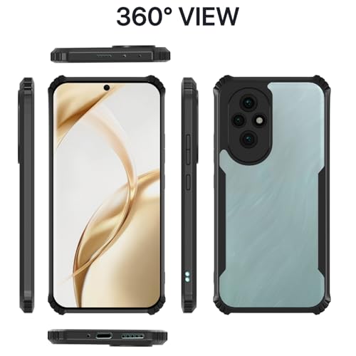 Image of Pikkme Crystal Clear Transparent Back Cover | Ultra Hyrbid | Full Camera Protection | Raised Edge | Bumper Case for Honor 200 5G (Black)