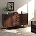 HOMCOM Storage Sideboard, Credenza Cabinet with 2 Cupboards, 3 Drawers and Adjustable Shelves, Buffet Table for Living Room, Entryway, Brown 839-545V01BN