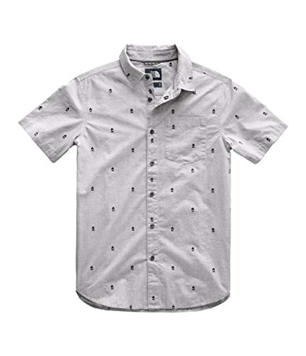 The North Face Mens Short Sleeve Baytrail Jacq Shirt, TNF Light Grey Heather Campfire Jacquard, Size S