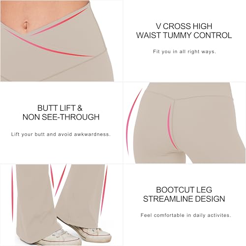 Image of HEGALY Women's Flare Yoga Pants - Crossover Flare Leggings Buttery Soft High Waisted Workout Casual Bootcut Pants