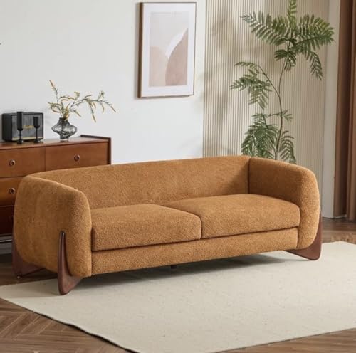 Image of Modern Classic 5 Seater Sofa Couch Fabric & Velvet Tufted Chesterfield Sofa Living Room and Office (Boucle Mustard 3+1+1) | Premium Material