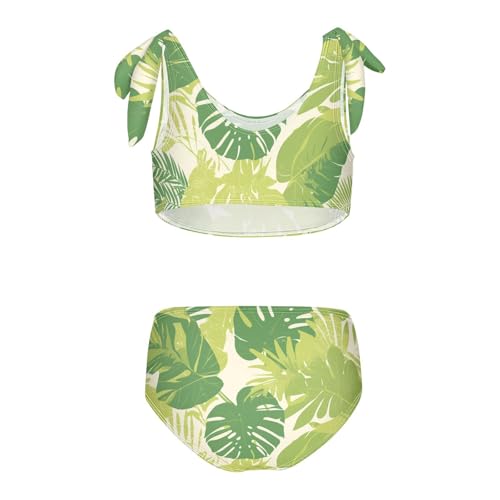 Tropical Greens Leaves Girls' Two Piecing Kids Bikini Set Quick-Dry Swimsuit Swimwear Adjustable Strap2