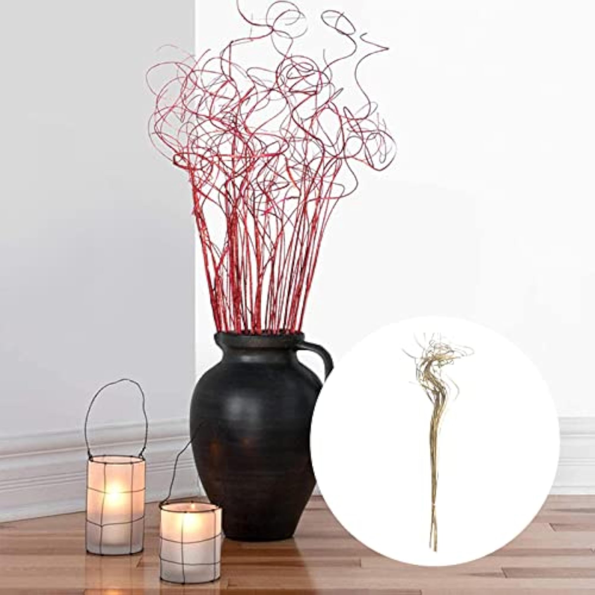 30Pcs Sparkle Curly Bamboo Branches