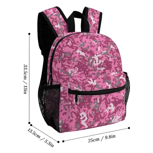Camouflage Pink Camo 13 Inch Backpack Lightweight Double Shoulder Bag with Zippers Unisex Daypack2