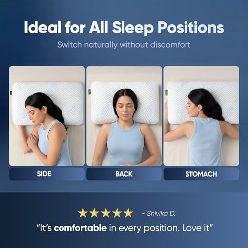 Image of Frido Ultimate Deep Sleep Pillow with Cooling Cover | Orthopedic Gel Memory Foam Pillow for Neck & Shoulder Pain Relief | Breathable, Pressure Relief for Side & Back Sleepers | King Size 5 Inch