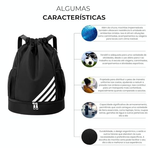 Mochila Saco Bolsa com Cordão Esportiva Impermeável Antirroubo Academia Treino Passeio Multiuso (Pre