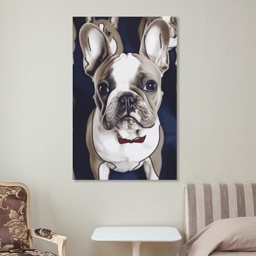 Toile bouledogue français pour sublimer un mur de bureau