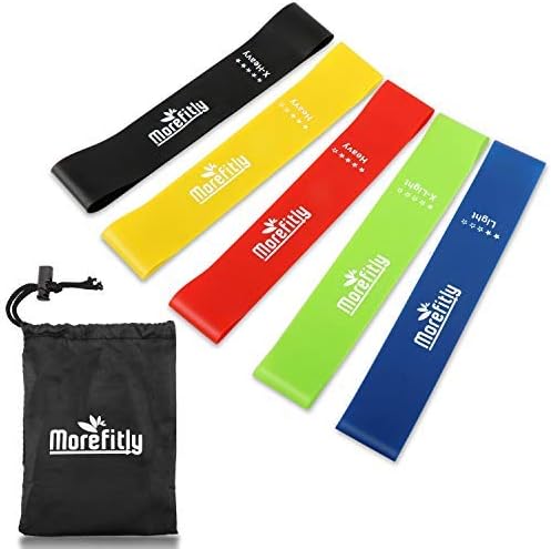 MOREFITLY Resistance Bands Exercise Loop Set - for Women & Men for Arms, Legs, Glutes, Training, Yoga, Pilates, Fitness and Physical Therapy.Set of 5 Stretch Workout Bands and 1 Carry Bag