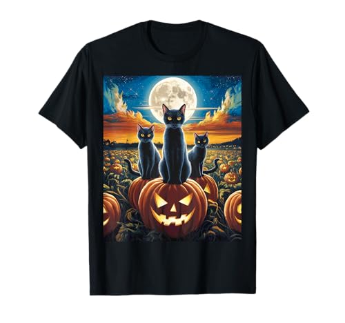 Black Cat Halloween Cat Lovers Camiseta