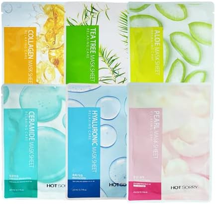 HOT SORRY Relaxing Care Mask Sheet 6 Combo Pack l Korean Mask I Moisturizing I Soothing I (6 Combo Pack)