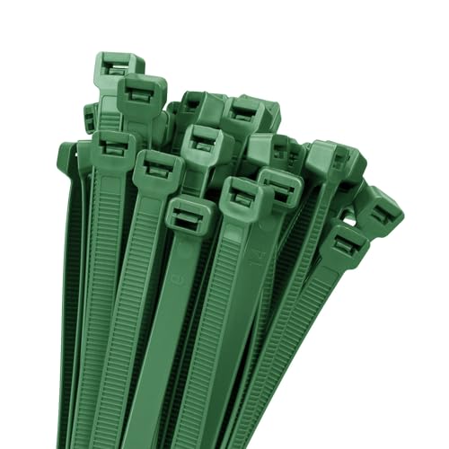 Armpow 18 inch Gaeden Green Zip Ties Heavy Duty 100 PACK 200 LBS Ultra Exclusive Strong Plastic Wire Ties Large Cable Ties Extra Long Tie Wraps Indoor and Outdoor UV Resistant