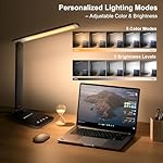 LED Desk Lamp for Office Home, Bright Desk Light with USB Charging Port, Adjustable Dimmable Desk Lamps 5 Modes 5 Brightness, Touch Study Lamp for Nail, Craft, Puzzle, Sewing, Study, Black - Image 3