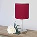 Simple Designs LT2007-WNE-2PK Chrome Mini Basic Table Lamp with Fabric Shade 2 Pack Set, Wine