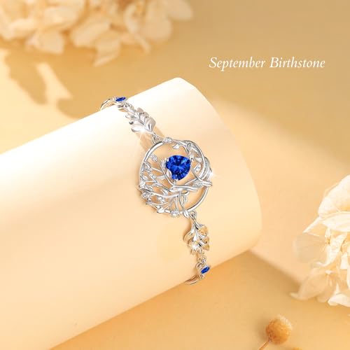 S925 Sterling Silver Tree Of Life Birthstone Heart Charm Bracelet Gifts for Women Jewelry Anniversary Valentines Day Birthday Gifts Bracelets2