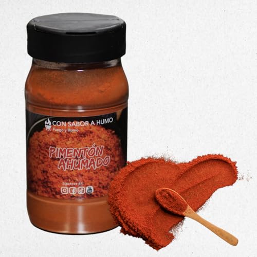 CON SABOR A HUMO Pimentón Ahumado, Especia Natural, Molido, 160 gr, Tarro