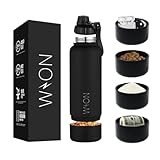 WON Stainless Steel Insulated Water Bottle with Storage Compartment for Pills, Dog Food, Snacks, Keys, Cash and Valuables - 32oz Metal Vacuum Flask for Cold & Hot Drinks - Diversion Safe Water Bottle