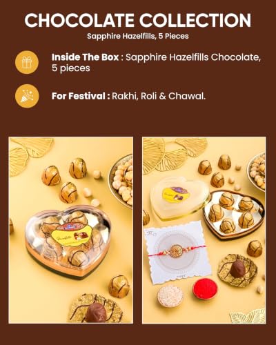 Image of HyperFoods Rakhi with chocolate for brother Rakhi gift hampers for brother Chocolate box for gift Chocolates box Hazelfills Chocolates Roli & Chawal