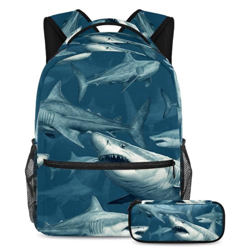 Sac à dos requins bleus des mers profondes 2 pièces pour en finir avec le désordre scolaire