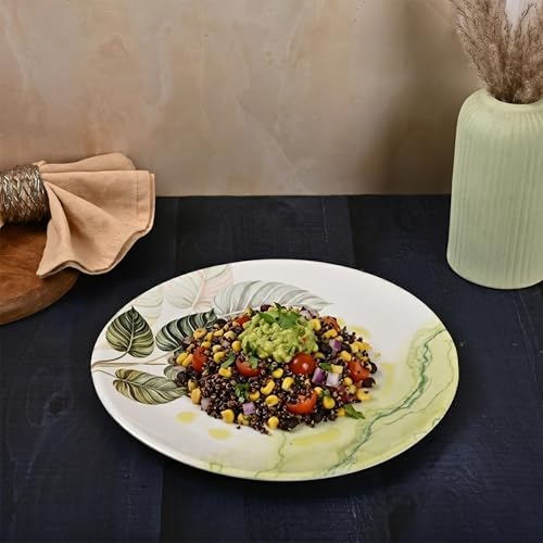 Image of Golden Fish 12 Pieces Dining Set for 4 | Full Plates with Veg Bowls & Eating Spoons Combo | Basic Dinnerware Set for Daily Meals | Lightweight, Easy to Use & Ideal for Home, Hostel & Gifting