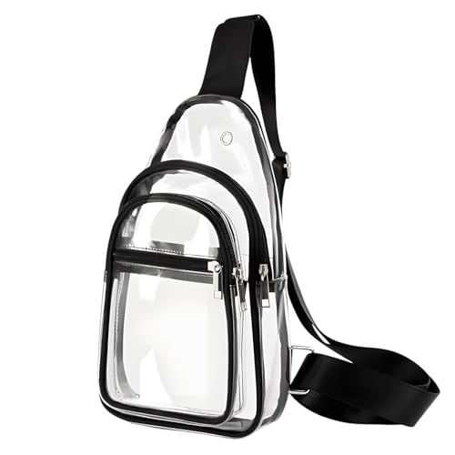 Bolso bandolera transparente con visión clara para controles de seguridad y correa negra