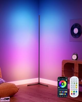 boostool LED Corner Lamp, 65" RGB Corner Floor Lamp with 16 Million DIY Colors, 216 Dynamic Light Effects and Music Sync - App and Remote Control LED Lamp for Bedroom, Living Room, Gaming Room