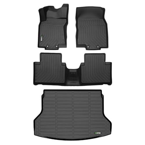 Image of HAFIDI All Weather Floor Liners & Cargo Mats Fit for Nissan Rogue 2014-2020 (Not Sport) Car Mats for Nissan Rogue Mats TPE Anti-Slip Protection Automotive Full Set Custom Accessories - Black
