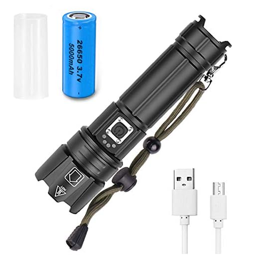 Chanarily Linterna LED Recargable USB,XHP70.2 Linterna,Linternas LED Alta Potencia 10000 Lumen Alta Potencia Linterna Táctica, IPX67 Impermeable,5 Modos