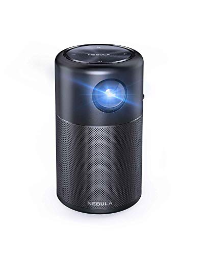 Image of Nebula Capsule, by Anker, Smart Wi-Fi Mini Projector, Black, 100 ANSI Lumen Portable Projector, 360 Speaker, Movie Projector, 100 Inch Picture, 4-Hour Video Playtime, Outdoor Projector-Watch Anywhere