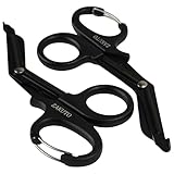 ZAKUTO Trauma Shears 2-Pack, 7.5' Stainless Steel Medical Scissors with Fluoride-Coated Non-Stick Blades & Carabiner, Heavy Duty EMT Shears for Nurses, Doctors, EMS, First Aid, Black