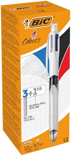 BIC 4 Colores 3+1HB Bolígrafo y Portaminas - Caja de 12 Unidades