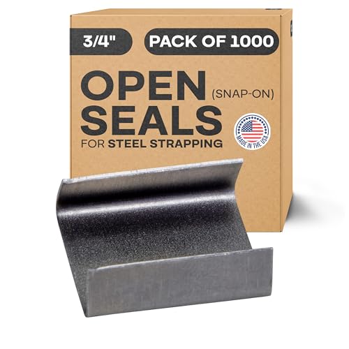 Image of IDL Packaging Open (Snap-On) Seals for 3 /4 inch Strap Width Steel Strapping (Pack of 1000) - Superior Holding Power - Sturdy Metal Clips for Securing Heavy Packaging and Pallet Banding