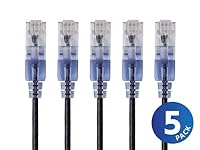 Monoprice Cat6A Ethernet-Patchkabel, Knickschutz, RJ45, 550 MHz, 10 G, UTP, reiner blanker Kupferdraht, 30 AWG, 5 Stück, 1,5 m, Schwarz – SlimRun-Serie – Ansicht 9