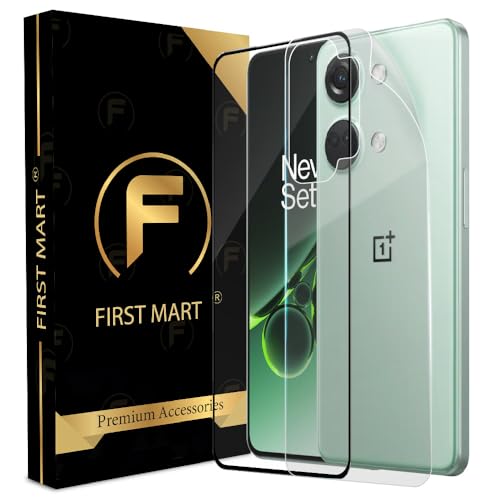Image of FIRST MART Tempered Glass Screen Protector Compatible With OnePlus Nord 3 5G (6.7 Inches) With Back Nano Membrane, Edge To Edge Coverage With Easy Cleaning Kit | Black