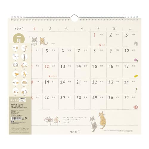 ミドリ 2026年 カレンダー 壁掛け L ネコ柄 31374006のサムネイル