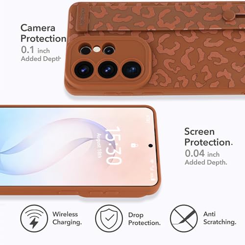 Image of Compatible with Samsung Galaxy S26 Ultra Case with Strap Wrist Brown