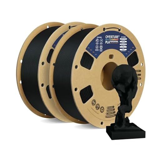 OVERTURE PLA Plus (PLA+) Filament 1.75mm, Stronger & More Durable, Professional Toughness 3D Printer Filament 1kg (2.2lbs), High Precision +/- 0.02mm, Tangle-Free (Black,2-Pack)