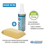 Schildkröt Donic-Schildkröt 828529 zestaw do czyszczenia tenisa stołowego, 100 ml, środek do czyszczenia nakładek w rozpylaczu z pompką i gąbką do czyszczenia, do odświeżania wykładzin rakietowych