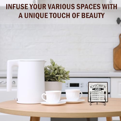 Image of DETIHO Funny Kitchen Decor, Kitchen Signs for Counter, Rustic Wood Sign for Home Dining Room Coffee Shelf Table Display - G07